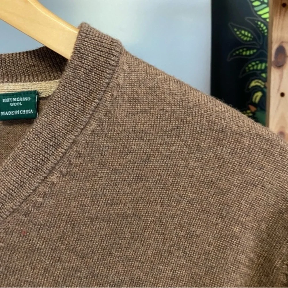 Bobby Jones Brown Merino Wool V-neck Sweater